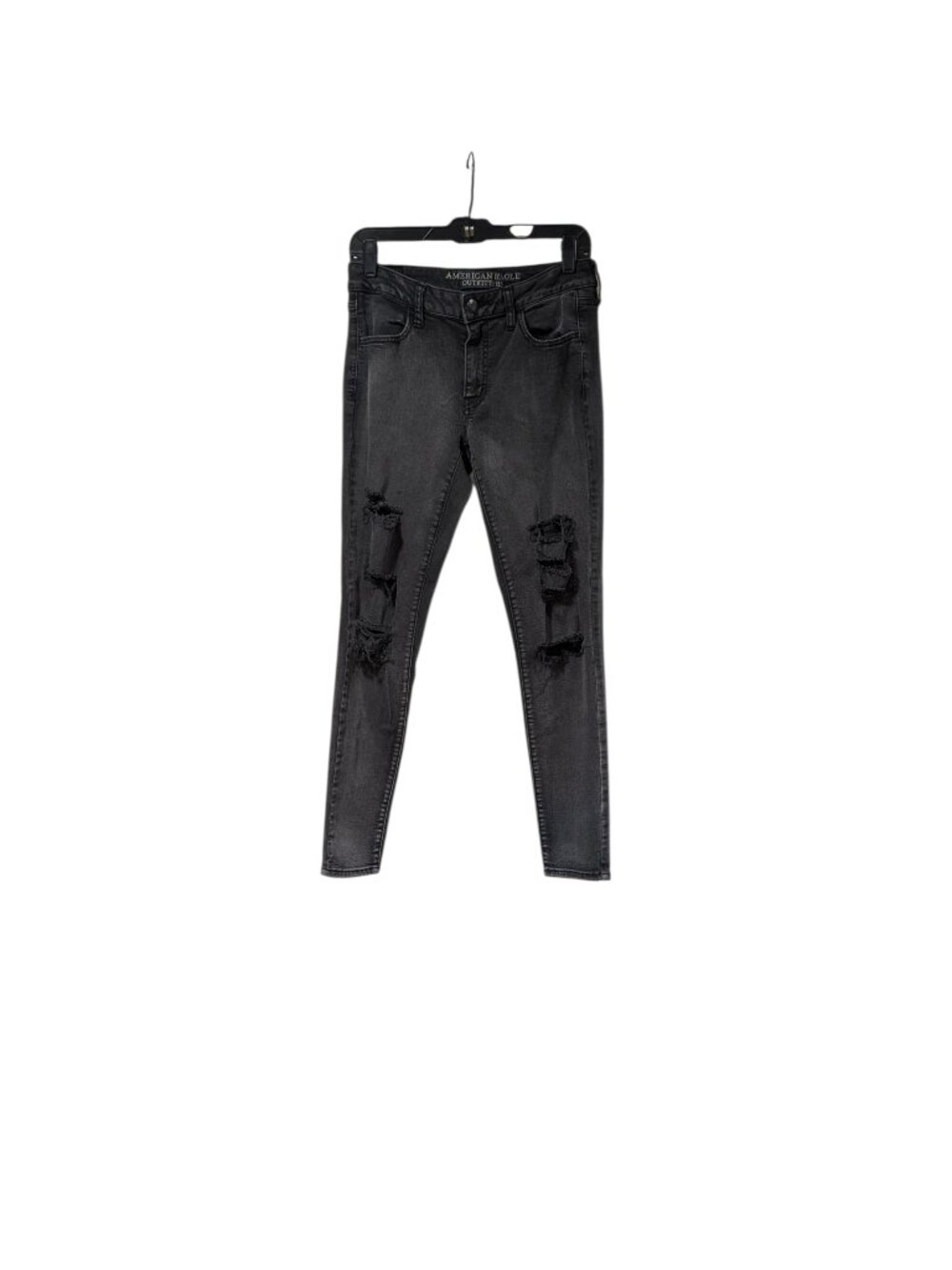 American Eagle Super Super Stretch Black Ripped Torn Jegging Grunge Jeans Sz 8